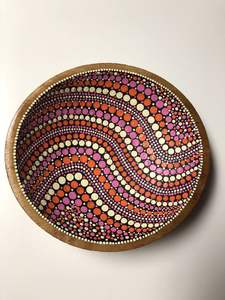 Juego de 2 cuencos de esmalte de madera de mango con patrón de hoja verde cuencos de mezcla para servir ensaladas de madera rústica hechos a mano - Product Image 6