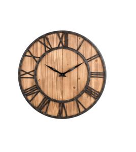 Farmhouse Metal & Solid Wood Noiseless <b>Wall</b> <b>Clock</b> (Wood, 12-inch) Pointer&Glass Cover for Office Kitchen <b>Bedroom</b> - Product Image 5