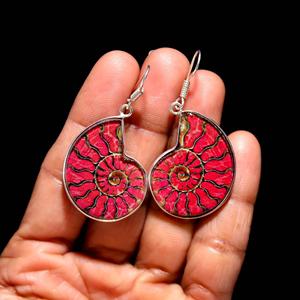 925ต่างหูห้อยอัญมณีสีแดงเงินสเตอร์ลิงทำด้วยมือสำหรับงานแต่งงานของผู้หญิงโอกาสคริสเตียน - Product Image 1