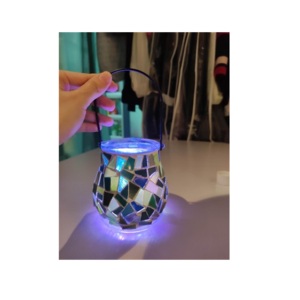 Mosaico de vidrio craquelado hecho a mano, soporte de luz en T personalizado, plantas en maceta para decoración del hogar, decoración de fiesta de boda - Product Image 1