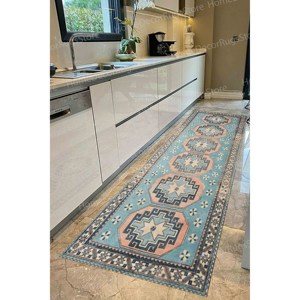 Alfombra con Estampado de Patrones Geométricos, Decoración Azul Azteca Navajo Turca para Casa de Campo, Alfombra Suave con Pelo Largo - Product Image 5