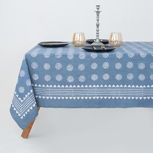 Mantel de mesa con diseño floral Dabu de la India, hecho a mano con estampado en bloque, mantel de algodón suave para mesa de comedor. - Product Image 1