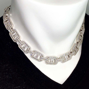 14K 18K oro blanco Iced VVS Moissanite diamante cubano enlace collar Baguette corte fino diamante cadenas para hombres mujeres regalo - Product Image 4