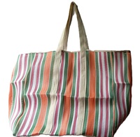 Sac de voyage cosmétique pour femme en nylon tissé rayé personnalisé, durable, grande capacité, pochette à parfum, haute qualité, estampage à chaud