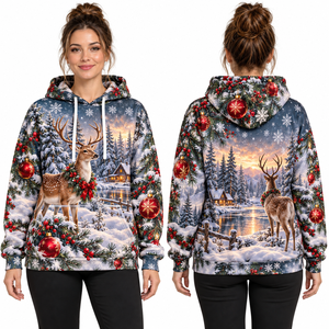 Women's <b>Christmas</b> Snowman <b>Hoodie</b> Full Sleeve Knitted Winter Pullover with Pockets Solid Windproof Streetwear Fleece Breathable - Product Image 5