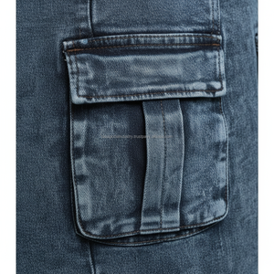 Nouvelle Tendance Jupe Longue Cargo en Jean Taille Haute Femme Streetwear Fente Avant Multi-Poches Maxi Jupe en Jean Vintage Bleu Délavé - Product Image 5