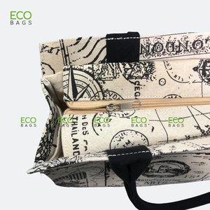 กระเป๋าถือผ้าใบคอตตอนดีไซน์ใหม่สำหรับ2022กระเป๋าเครื่องสำอางแบบเปิดที่ทันสมัยสำหรับสุภาพสตรีขายส่งพร้อมรูปแบบโลโก้ตามต้องการ - Product Image 5