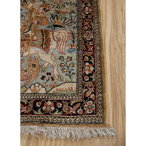 Tapis en soie noués à la main Gulmarg Gold, motif floral, style Tabriz classique, pour la maison, rectangulaires, en soie de bambou et PVC, pour salon et chambre. - Product Image 4