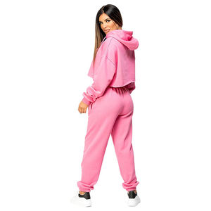 Offre Spéciale Dames Crop Hoodies Rose Couleur Coton Polaire À Manches Longues Crop Top pour Femmes Casual Streetwear Élégant À Capuche Conception - Product Image 2