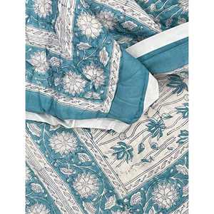Modern Floral Hand Block Printed Cotton Quilt Set Soft <b>Bedding</b> for <b>Kids</b> Adults for Home Wedding <b>Christmas</b> Hotel Winter Hospital - Product Image 1