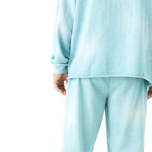 Chándal de lana con capucha sólida Unisex de invierno con logotipo personalizado para hombre, Jersey Vintage con lavado ácido, conjunto de Jogger con capucha, 100% algodón - Product Image 6