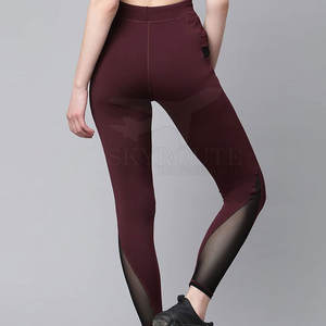 High Quality Women <b>Leggings</b> with Custom Logo Elastic Waist & Solid <b>Pattern</b> Spandex/Nylon Material Price - Product Image 2