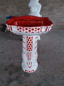 อ่างล้างมือพร้อมอุปกรณ์สุขภัณฑ์เซรามิกสีเรียบง่ายพิมพ์ลายดอกไม้ - Product Image 6