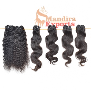 Femme vierge cheveux humains naturels faisceaux tissage bouclés vendeur couleur noire fabrication indienne temple extensions de cheveux humains - Product Image 6