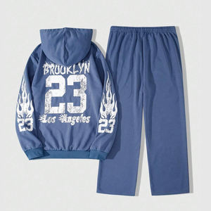 Conjunto Deportivo Personalizado para Hombre al por Mayor 2025, Sudadera con Capucha y Pantalones de Alta Calidad con Estampado de Letras DTF y Hombros Caídos - Product Image 2