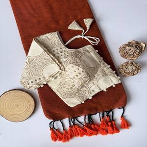 Blusa Sari de Algodón Khadi Premium VASTRA COTTAGE, Bordado Intenso, Algodón Aura, Acolchada, Talla Ajustable, con Forro de Algodón Puro - Product Image 4