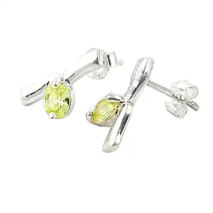 Boucles d'oreilles clous vintage en argent 925 pour femmes, pierre précieuse péridot vert, accents or blanc jaune rose, style boucles d'oreilles pendantes diamant - Product Image 2