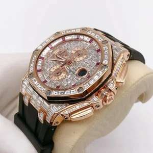 Reloj de Pulsera Cronógrafo Unisex de Lujo y Alta Calidad con Diamantes de Moissanita VVS, Correa de Acero Inoxidable, Joyería Hip Hop - Product Image 2