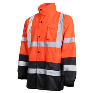 Class 3 Two-Piece Value Rain Suit Set, Waterproof PU Coated, <b>Hi</b> <b>Vis</b> <b>Orange</b> SafetyGear Coveralls for Worker - Product Image 2