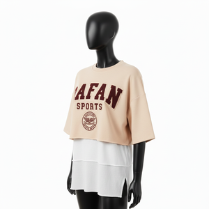 Chemise pour femme en coton et polyester de qualité supérieure, double couche, douce, respirante, design à panneaux blancs, appliqué personnalisé, chemises en coton à double couche - Product Image 4