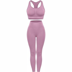 Vente en gros Ensemble 2 pièces d'entraînement de haute qualité Soutien-gorge sans coutures et short froissé aux fesses Ensembles d'entraînement pour les femmes - Product Image 4
