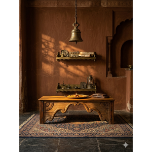 Solid Wood Handmade Carved <b>Table</b> Luxury Design for Living Room Entry Villa-Rustic Style with <b>Mirrored</b> Feature - Product Image 2