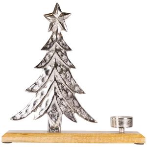 Arbre de Noël élégant en aluminium, bois et finition nickelée et plaquée or, taille personnalisable - Product Image 1