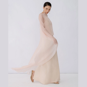 Robes pour femmes en stock MARGOT OPEN - ROBE À DOS OUVERT 140Cm Sable Jacquard Étiquetage privé Vêtements décontractés pour femmes Marque de luxe - Product Image 3