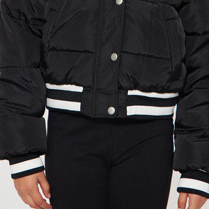 Blouson aviateur classique pour filles en tissu de nylon Design simple Poignets côtelés Fermeture à glissière Idéal pour un usage quotidien Couleur unie Manches complètes - Product Image 3