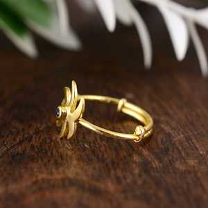 Nouvelle Bague Tendance en Laiton Plaqué Or 18 carats avec Étoile Céleste et Topaze de Londres, Style Bohème, pour Femme, Vente en Gros/OEM/ODM - Product Image 4