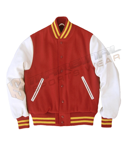 Chaqueta de béisbol personalizada Letterman para hombre con cuello levantado, mangas deportivas de cuero y cuerpo de lana, chaqueta personalizada Letterman - Product Image 3
