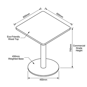 Table de café carrée moderne YUBANG avec piétement en acier inoxydable brossé, plateau en bois de 600 mm, table de bistrot pour <span class=keywords><strong>restaurant</strong></span> - Product Image 3
