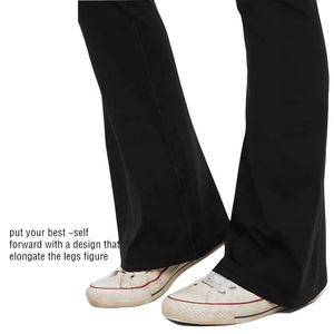 Customized LOGO Women's Flared Yoga <b>Leggings</b> Solid Color Fitness Sports Pants Elastic Waist Flared Women <b>Leggings</b> - Product Image 5