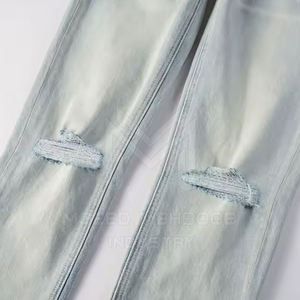 Pantalons en détresse pour hommes de haute qualité nouveaux vêtements de grande taille à la mode léger motif droit conception de taille moyenne - Product Image 3