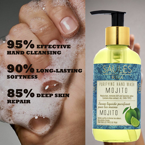 สบู่เหลวล้างมือโมจิโต้ สูตรเย็นสดชื่น กลิ่นมิ้นต์และส้ม ผลิตภัณฑ์ทำความสะอาด รับผลิตแบบ OEM สำหรับแบรนด์ส่วนตัว จำหน่ายส่งสำหรับธุรกิจเครื่องสำอาง - Product Image 1