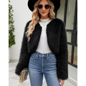 Chaqueta con capucha de lana de longitud media para mujer, chaqueta peluda dulce y peluda, abrigos - Product Image 2