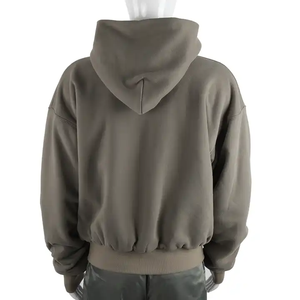 Sweat à capuche personnalisé de haute qualité, gris vintage, à épaules tombantes, lourd, délavé à l'acide, sweat à capuche à double fermeture éclair pour hommes - Product Image 6