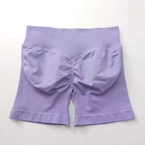 Venta al por mayor pantalones cortos de Yoga de cintura baja sin costuras para mujer Pantalones cortos de entrenamiento pantalones cortos de trasero fruncido - Product Image 6