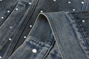 OEM Custom Oversize Women Denim <b>Jacket</b> Customized Heavyweight <b>Rhinestone</b> Vintage Unisex Denim <b>Jacket's</b> - Product Image 6