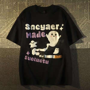 Camiseta extragrande de manga corta cuadrada de 100% algodón para hombre, Camiseta con estampado de pantalla en 3D, secado rápido, patrón ligero de Hip Hop, venta al por mayor - Product Image 2