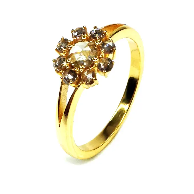 Partie porter 14k or jaune Rose coupe diamant réglable pas cher classique dames porter mode doigt fleur anneau