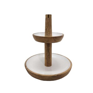 Natural Wood & Metal Gold <b>Stand</b> Round Shape Metal Iron Single <b>Tier</b> <b>Cake</b> <b>Stand</b> Serving Tray Tabletop for Restaurants - Product Image 6