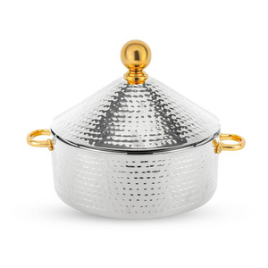 Top Gold 2025 Patrón de martillo Acero inoxidable Buffet Platos de frotamiento Calentador de alimentos dorado Equipo de catering elegante - Product Image 2