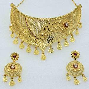 Vente en gros conception florale traditionnelle 14K 18K 24K or rempli rubis pierre colliers ras du cou boîte ensemble de bijoux de chaîne - Product Image 2