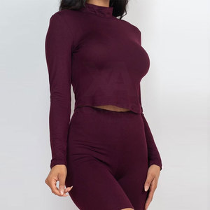 Stylish <b>Mock</b> <b>Neck</b> And Shorts Set For Women Summer Matching Two Piece Casual Outfit For Outdoor Activities - Product Image 5
