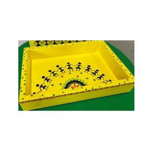 Plateau Meena peint à la main exquis plateau en émail de luxe décoratif indien Art coloré plateau de service traditionnel maison - Product Image 3