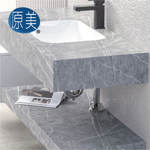 Meubles <span class=keywords><strong>de</strong></span> salle <span class=keywords><strong>de</strong></span> bain suspendus <span class=keywords><strong>de</strong></span> luxe, nouvelle conception, vente en gros, pas cher, vasque en pierre frittée, <span class=keywords><strong>meuble</strong></span>-lavabo en marbre - Product Image 6