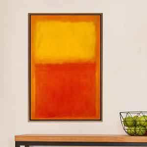Impression sur toile inspirée de Rothko : abstrait vibrant orange et jaune, toile encadrée en or - Product Image 1