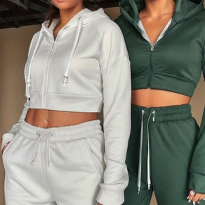 Nouvelle mode féminine, ensemble deux pièces, streetwear décontracté personnalisé, vente en gros, saison d'hiver, sweat-shirt court pour femmes, vêtements de sport décontractés - Product Image 6