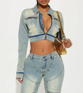 Chaqueta vaquera vintage de ropa de primavera de alta calidad personalizada OEM chaqueta vaquera holgada con cuello vuelto para ropa vaquera vintage - Product Image 5